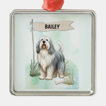 Polish Lowland Sheepdog Watercolor Personalize Dog