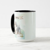 Polish Lowland Sheepdog Watercolor Personalize Dog Mok (Voorkant links)