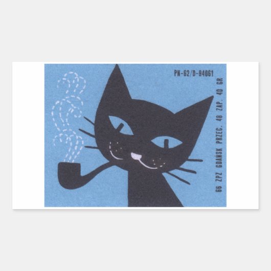 Polish Matchbox Label Cat Roken Pijp (Voorkant)