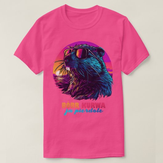 Polish Meme Bbr Bober Kurwa Ja Pierdole Synthwave T-shirt (Design voorkant)