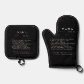 Polish Mum Gift - MAMA Definitie Zwart Ovenwant & Pannenlap Set (Voorkant)