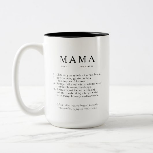 Polish Mum Gift - MAMA enorme definitie Tweekleurige Koffiemok (Links)