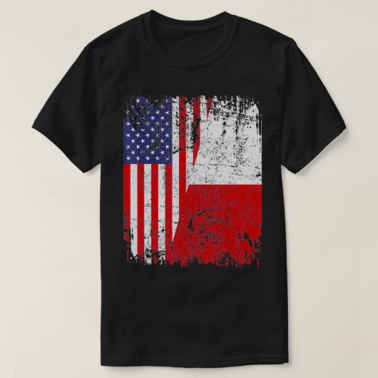 POLISH ROOTS Half-American Flag USA POLAND FLAG T-shirt (Design voorkant)