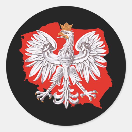 Polish White Eagle Poland Map Polska Family Ronde Sticker (Voorkant)
