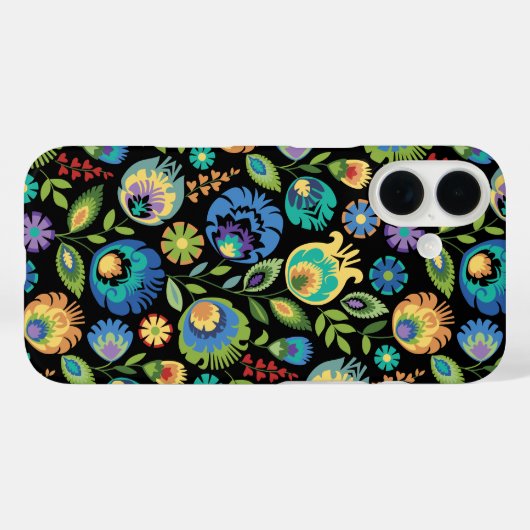 Polish Wycinanki Floral on Black Case-Mate iPhone Case (Achterkant (horizontaal))