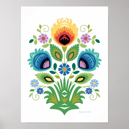 Polish Wycinanki Spring Floral Poster (Voorkant)