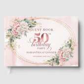 Polished Blush Greenery 50th Birthday Guestbook Gastenboek (Voorkant)