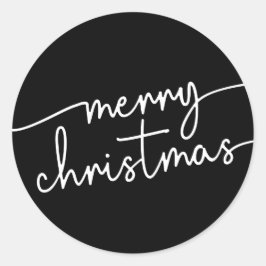 Polished Elegance: Fancy Script Merry Christmas Ronde Sticker