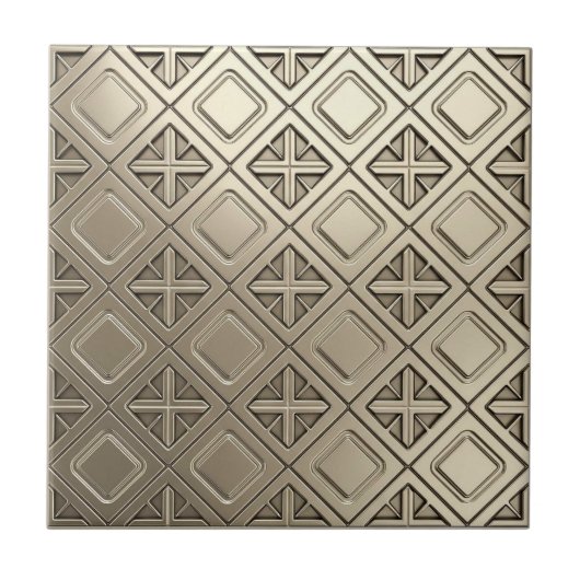 Polished Pewter Metallic Geometric #13 ID1227 Tegeltje (Voorkant)
