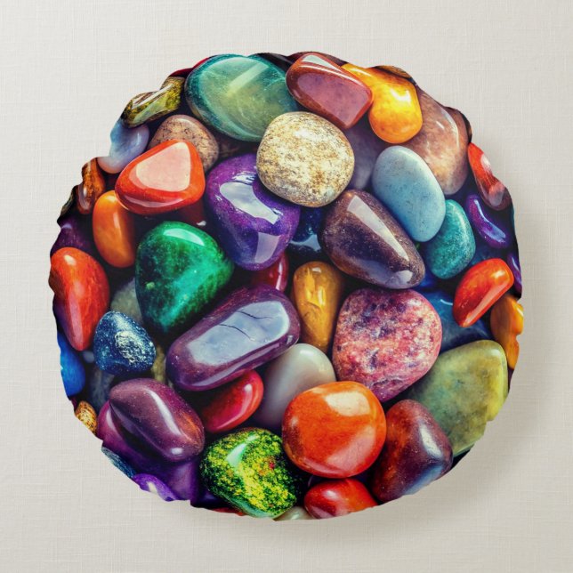 Polished Sea Rocks Round Throw Pillow Rond Kussen (Voorkant)