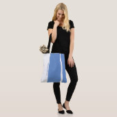Politblauw Modern Verticale Banden Tote Bag (Op model)