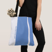 Politblauw Modern Verticale Banden Tote Bag (Dichtbij)