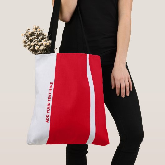 Polite Red Modern Verticale Banden Tote Bag (Dichtbij)