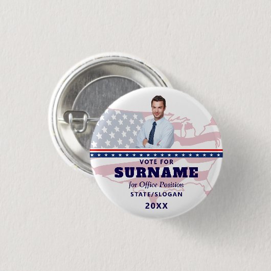 Political Election Blue Campaign Custom Candidate Ronde Button 3,2 Cm (Voorkant /achterkant)