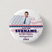 Political Election Blue Campaign Custom Candidate Ronde Button 3,2 Cm (Voorkant)