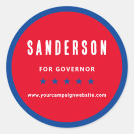 Political Election Campaign Name Red White Blue Ronde Sticker