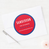 Political Election Campaign Name Red White Blue Ronde Sticker (Envelop)