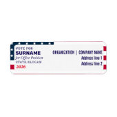 Political Election Custom Campaign Candidate Name Etiket (Voorkant)