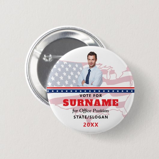 Political Election Red Campaign Custom Candidate Ronde Button 5,7 Cm (Voorkant /achterkant)