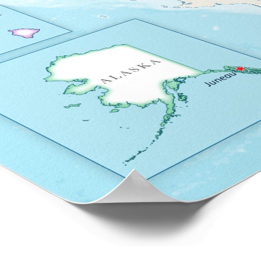 Political map of the United States with capitals. Poster (Hoek)