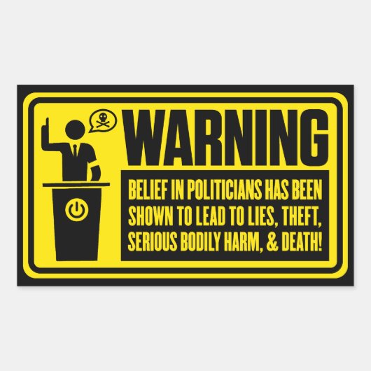 Politici waarschuwen Sticker (Voorkant)