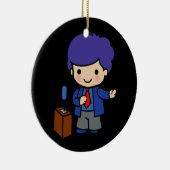 Politicus / spreker met blauw haar met podium keramisch ornament (Rechts)