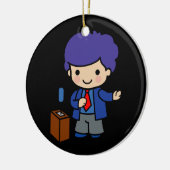 Politicus / spreker met blauw haar met podium keramisch ornament (Links)