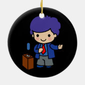 Politicus / spreker met blauw haar met podium keramisch ornament (Achterkant)