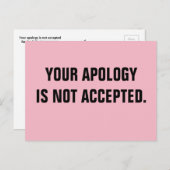 Politicus Uw verontschuldiging wordt niet aanvaard Briefkaart (Voorkant / Achterkant)