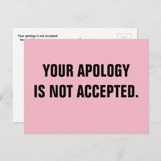 Politicus Uw verontschuldiging wordt niet aanvaard Briefkaart (Voorkant / Achterkant)