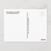 Politicus Uw verontschuldiging wordt niet aanvaard Briefkaart (Achterkant)