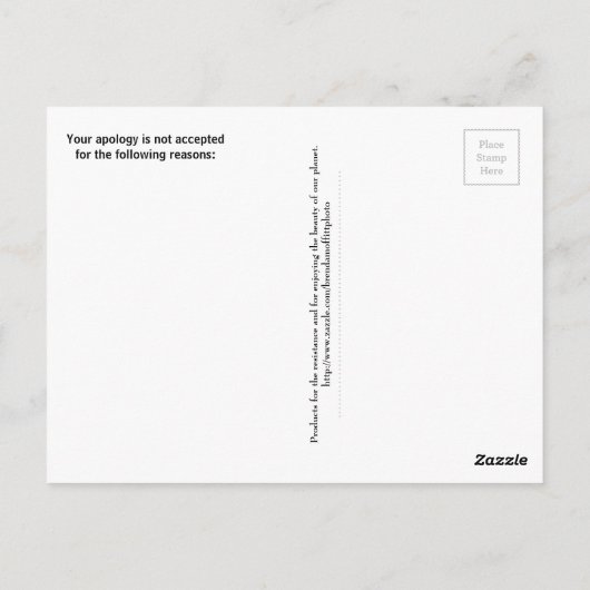 Politicus Uw verontschuldiging wordt niet aanvaard Briefkaart (Achterkant)