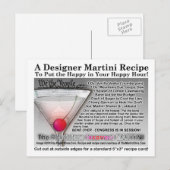 Politicus's onjuiste Joke Martini Recept Ansichtka Briefkaart (Voorkant / Achterkant)