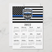 Politie 2022 Thin Blue Line Logo 12-maandkalender Feestdagenkaart (Voorkant)