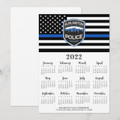 Politie 2022 Thin Blue Line Logo 12-maandkalender Feestdagenkaart (Voorkant / Achterkant)