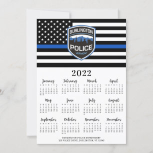 Politie 2022 Thin Blue Line Logo 12-maandkalender Feestdagenkaart