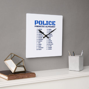 Politie A tot Z alfabet Vierkante Klok