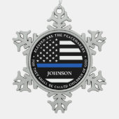 Politie - Aangepaste Cop zonder blauwe lijn Tin Sneeuwvlok Ornament (Voorkant)