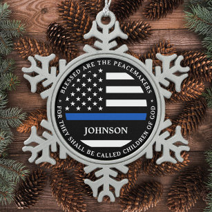 Politie - Aangepaste Cop zonder blauwe lijn Tin Sneeuwvlok Ornament