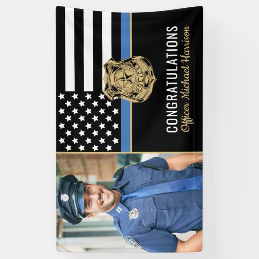 Politie Academie Graduation Party Flag Foto Spandoek (Verticaal)