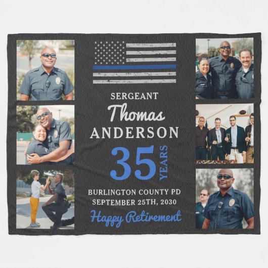 Politie Aflossing 6 Fotowetshandhavingsfunctionari Fleece Deken (Voorkant (Horizontaal))