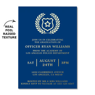 Politie Afstudeerfeest Marine Officier Badge Folie Uitnodiging