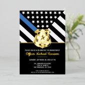 Politie Afstuderen Blauwe Lijn Vlaggenwet Handhavi Folie Uitnodiging (Staand Voorkant)