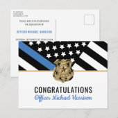 Politie Afstuderen Blauwe Lijn Vlaggenwet Handhavi Uitnodiging Briefkaart (Voorkant / Achterkant)