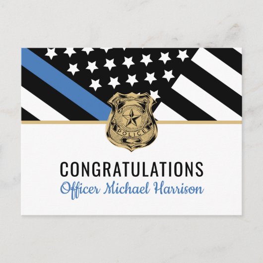 Politie Afstuderen Blauwe Lijn Vlaggenwet Handhavi Uitnodiging Briefkaart (Voorkant)