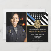 Politie Afstuderen Blue Line Law Enforcement Foto Kaart (Voorkant)