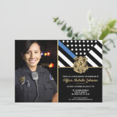 Politie Afstuderen Blue Line Law Enforcement Foto Kaart (Staand voorkant)