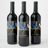 Politie Afstuderen gefeliciteerd met blauwe lijn Wijn Etiket (Flessen)