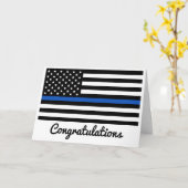 Politie Afstuderen met blauwe lijn gefeliciteerd Kaart (Gele Bloem)