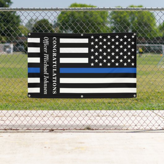 Politie Afstuderen personaliseert thin Blue Line P Spandoek (Insitu)